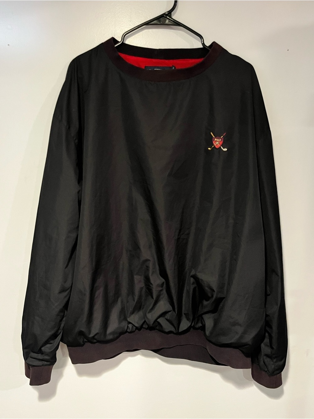Ralph Lauren Men's Black Crewneck Sweater with Red Trim